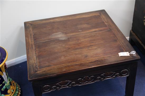 An early 20th century Chinese huali wood occasional table, W.2ft 6in. D.2ft 6in. H.1ft 6in.